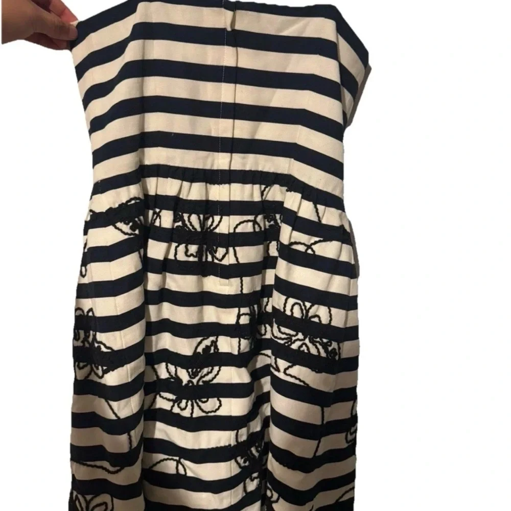 Lilly Pulitzer A-Line Dress 62902 Black White Striped Floral Sweetheart Sz 0 - Picture 2 of 3